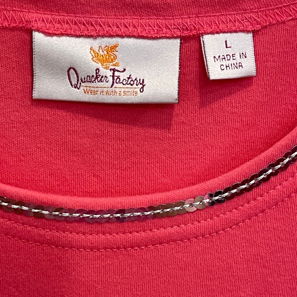 Quacker Factory Long Sleeve Tee Top with Sequins - Picture 2 of 7